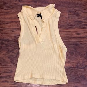 Yellow cropped v neck
